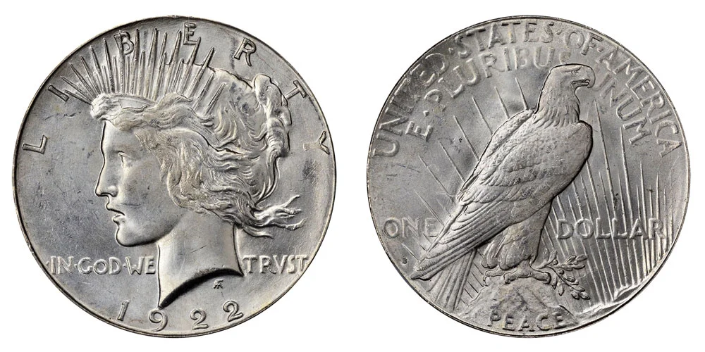 1922 Peace Dollar obverse and reverse showing Liberty portrait and eagle