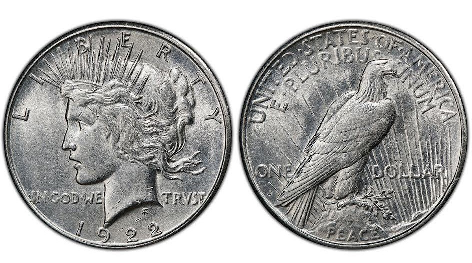 1922-S Peace Dollar showing S mint mark and typical strike characteristics of the San Francisco issue